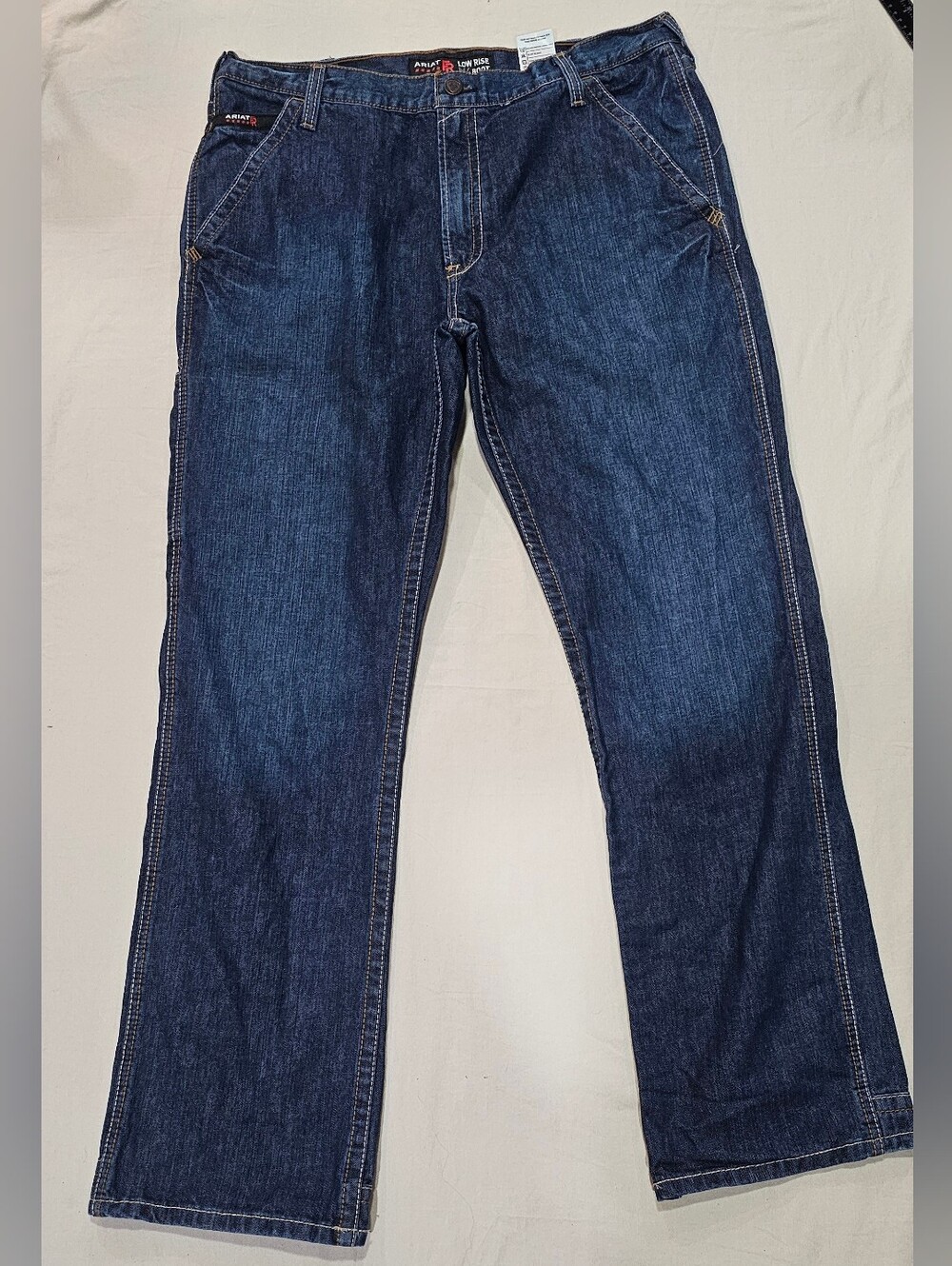 Ariat FR M4 Men's Dark Blue Denim Jeans - Low Rise Bootcut Fit 38x36